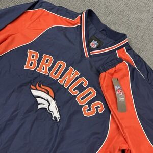 Denver Broncos Windbreaker Jacket Mens L Navy Orange Pullover NFL Football NWT